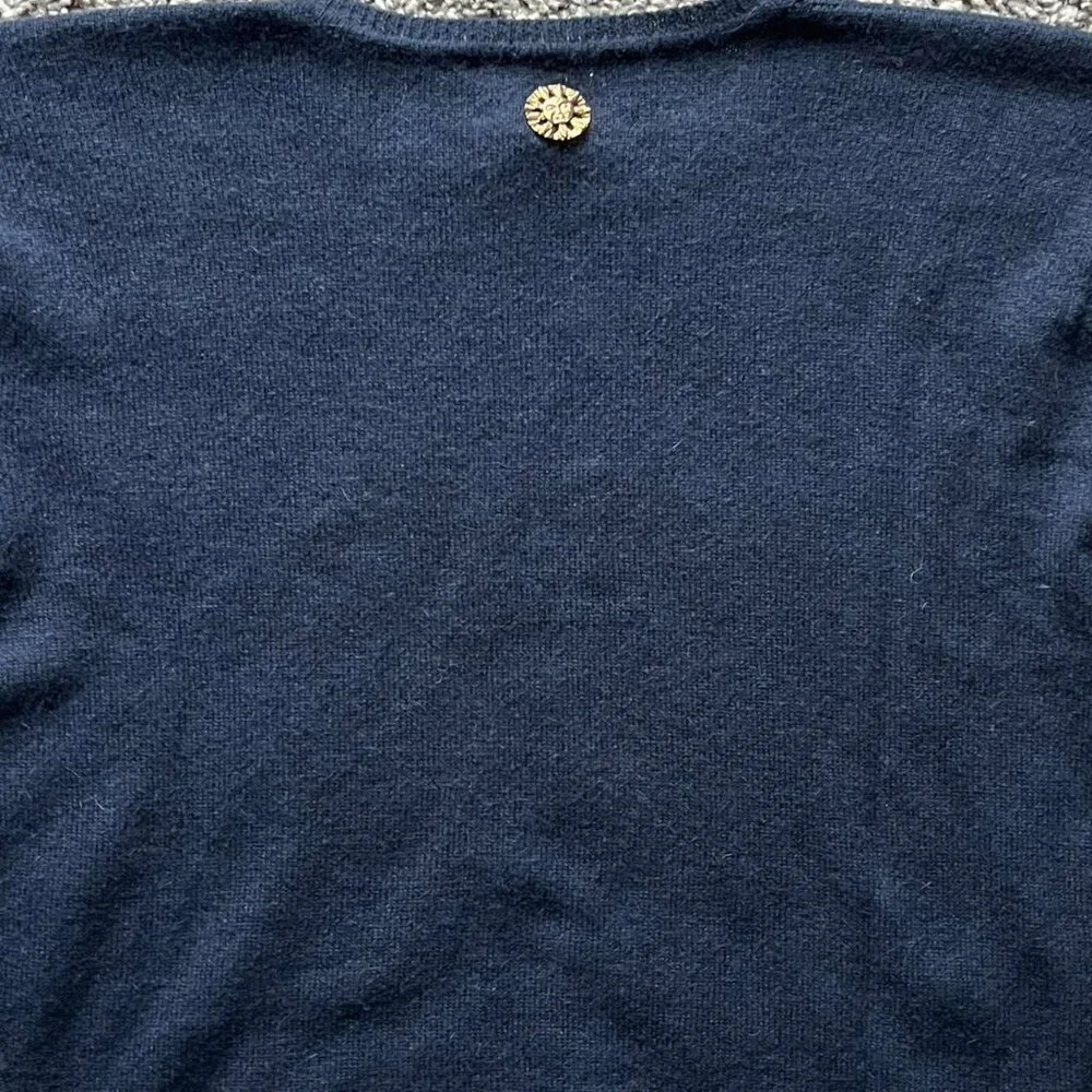 Adrienne Vittadini Angora Wool Sweater Womens Large Black w/Glitter Sun Pendant - Picture 5 of 7